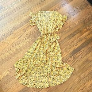 Max Studio, XS, yellow, blue, gray floral print